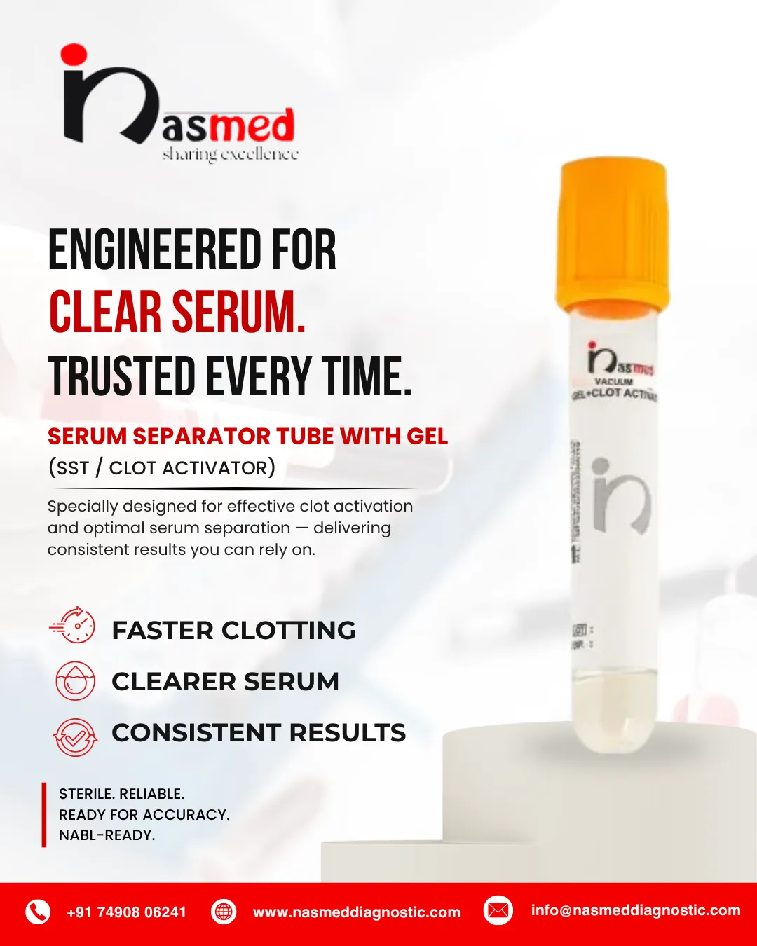 Gold-top serum-separating tube with separator gel after centrifugation